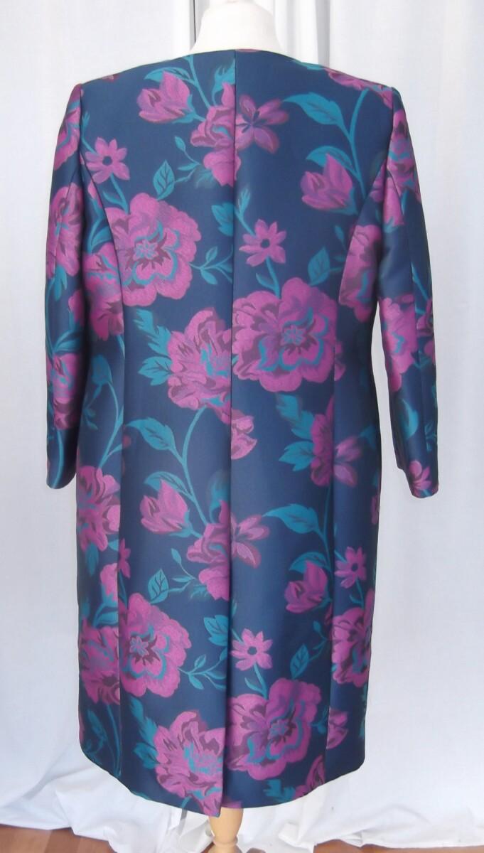 Jacques Vert BRAND NEW WITH TAGS JACQUES VERT COLLECTION NAVY CHENILLE MAGENTA FLORAL PRINTED JACQUARD FITTED DRESS & COAT