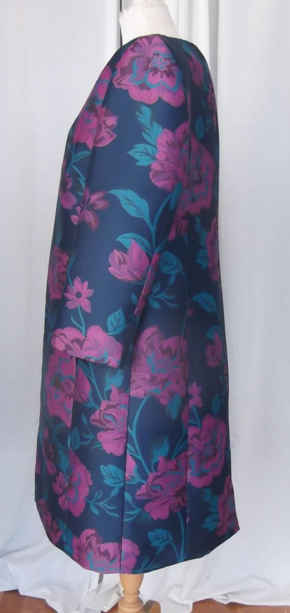 Jacques Vert BRAND NEW WITH TAGS JACQUES VERT COLLECTION NAVY CHENILLE MAGENTA FLORAL PRINTED JACQUARD FITTED DRESS & COAT