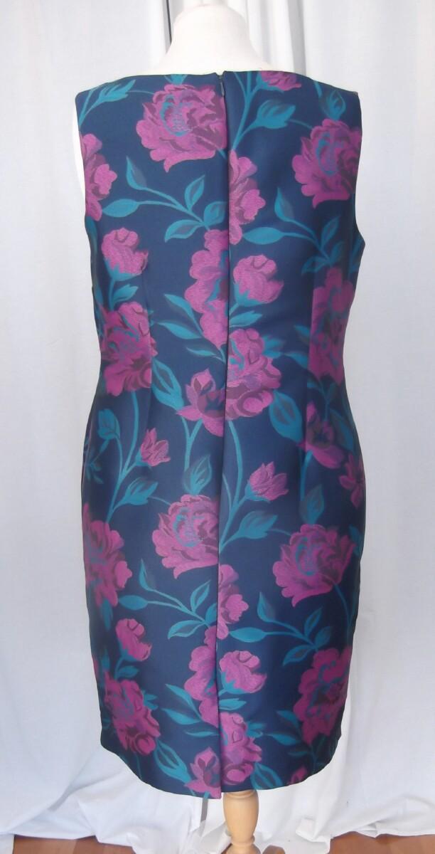 Jacques Vert BRAND NEW WITH TAGS JACQUES VERT COLLECTION NAVY CHENILLE MAGENTA FLORAL PRINTED JACQUARD FITTED DRESS & COAT