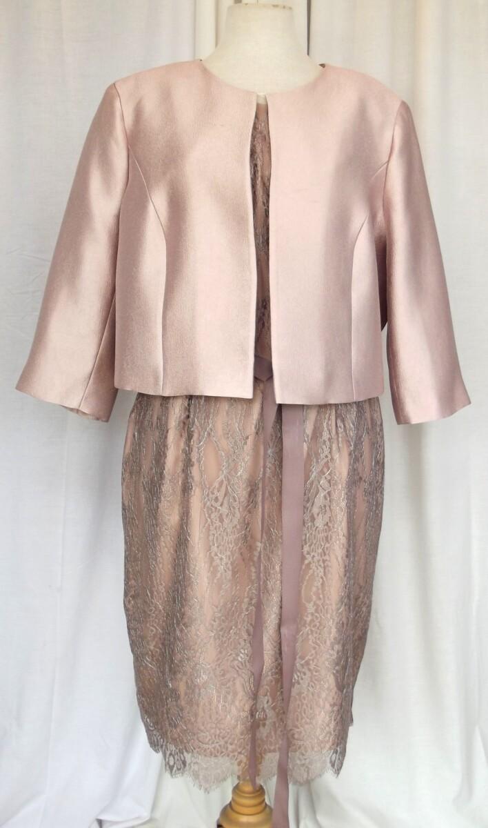 jacques vert BRAND NEW WITH TAGS JACQUES VERT COLLECTION ROSE GOLD MARIA LACE SHIFT DRESS & ROSE GOLD JACQUARD JACKET