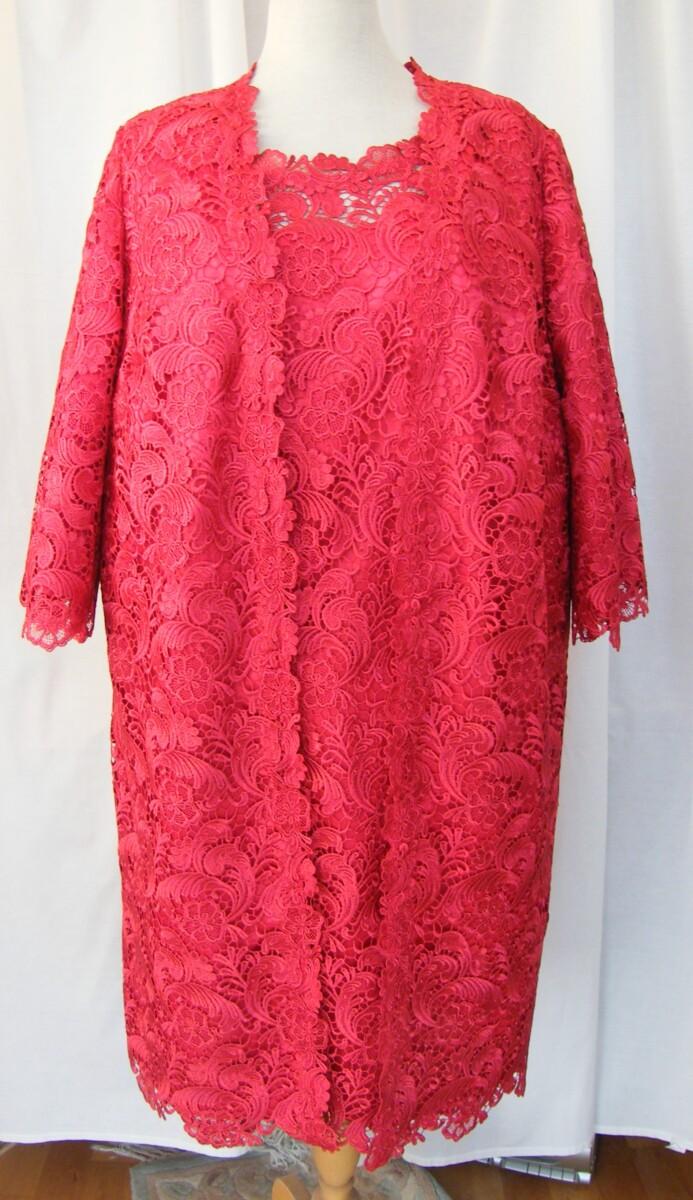 jacques vert BRAND NEW WITH TAGS SCARLET GUIPURE LACE DRESS & MATCHING GUIPURE LACE COAT