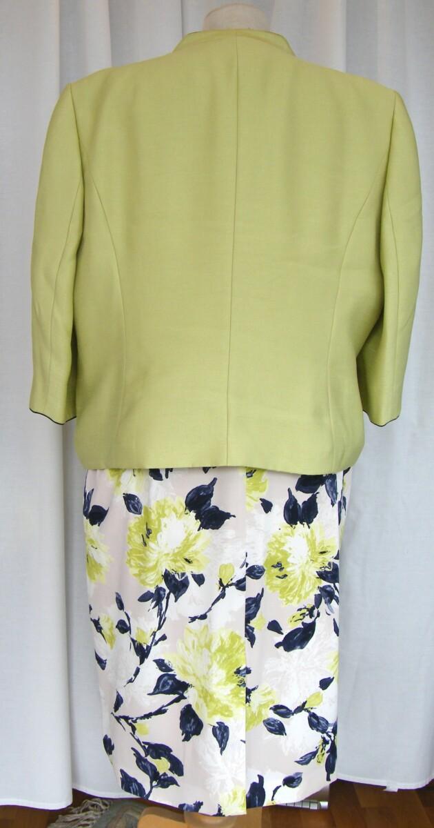Jacques Vert BRIGHT & BREEZY RANGE IVORY FITTED DRESS LIME & NAVY PRINT & LIME ZEST JACKET WITH NAVY DETAIL