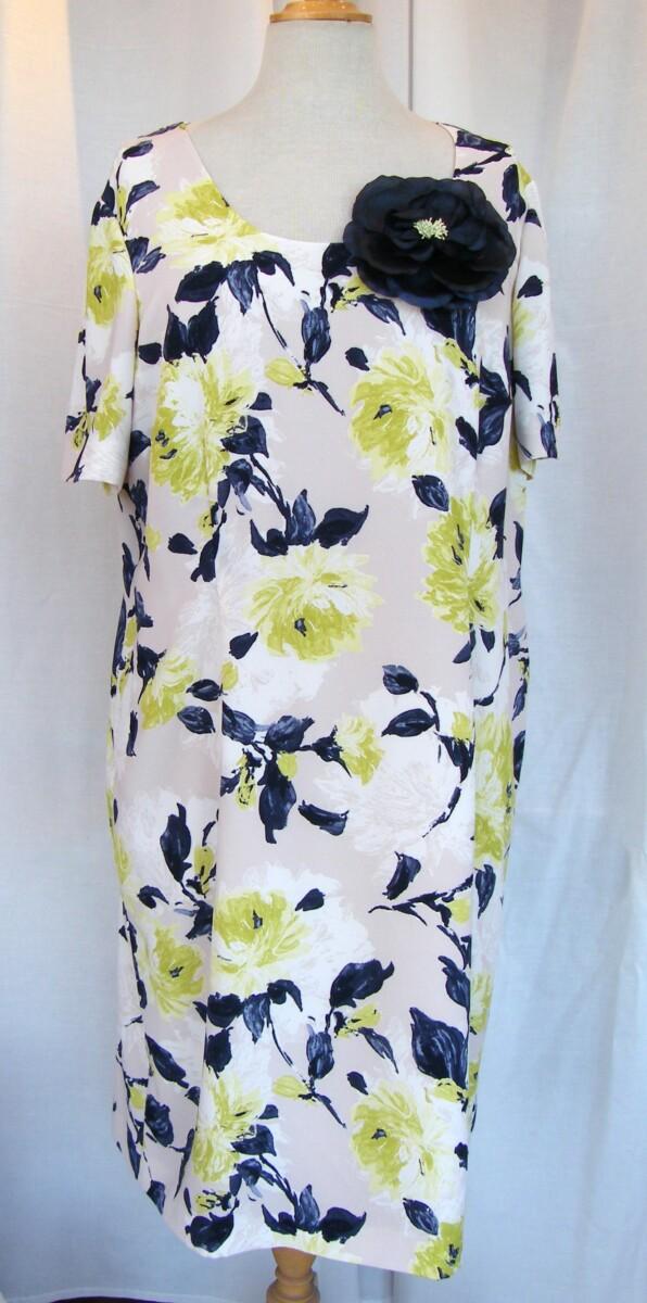 Jacques Vert BRIGHT & BREEZY RANGE IVORY FITTED DRESS LIME & NAVY PRINT & LIME ZEST JACKET WITH NAVY DETAIL
