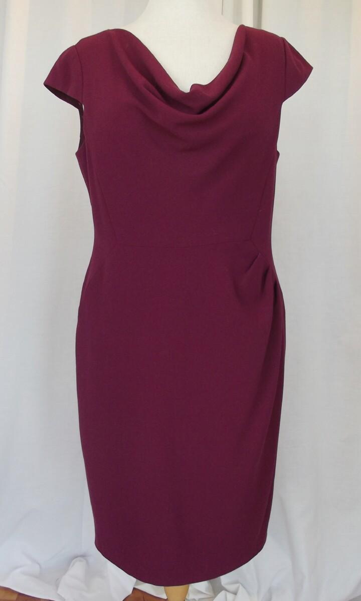 Jacques Vert BURGUNDY CREPE COWL NECK FITTED DRESS & BURGUNDY ANGLE EDGE CREPE JACKET
