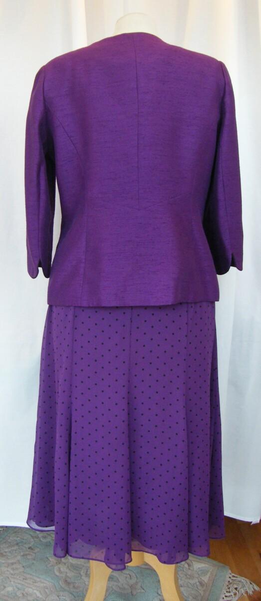 Jacques Vert BYZANTIUM RANGE PURPLE CHIFFON BLACK SPOT PRINT SKIRT & TOP & MATCHING PURPLE JACKET