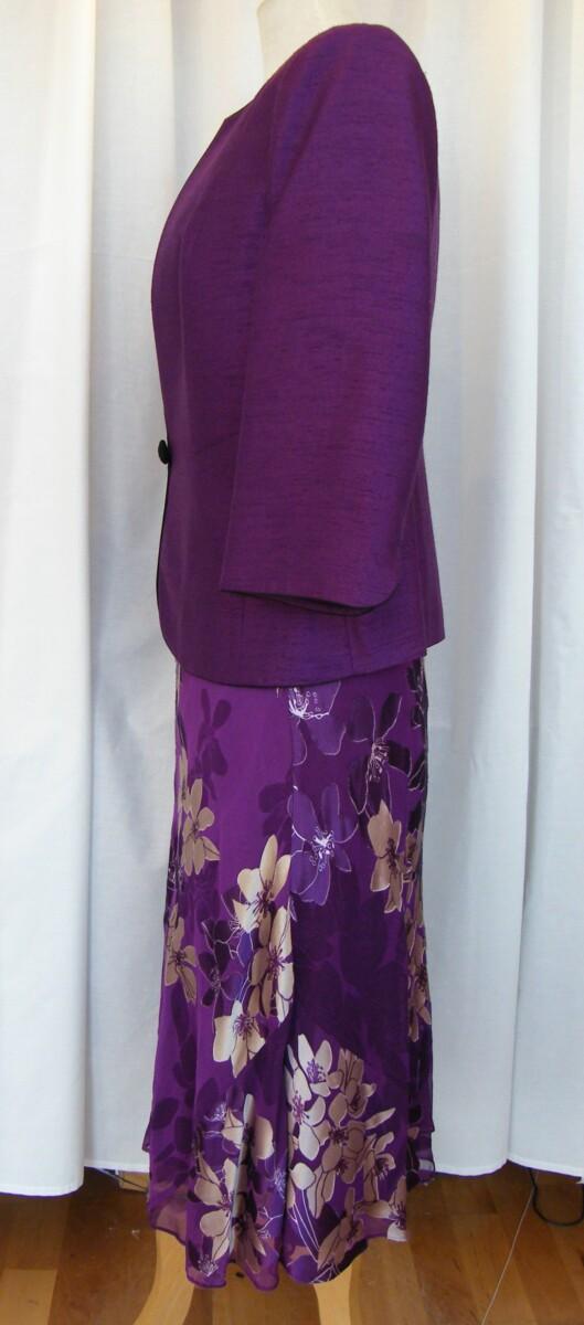 Jacques Vert BYZANTIUM RANGE PURPLE & GOLD SILK DEVORE DRESS MATCHING PURPLE JACKET