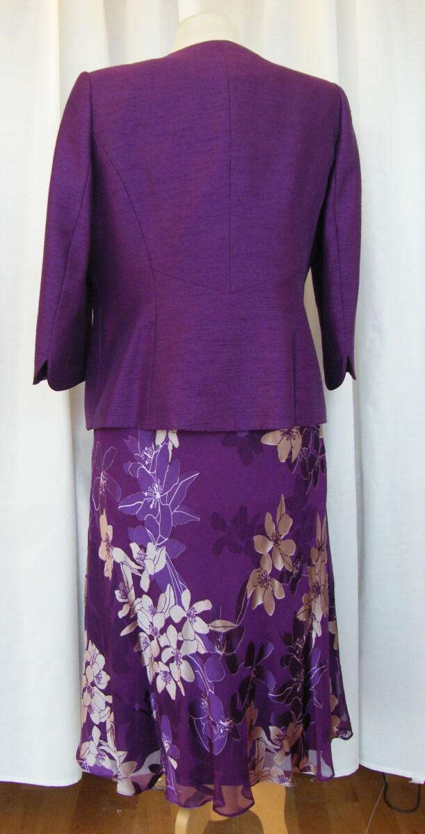 Jacques Vert BYZANTIUM RANGE PURPLE & GOLD SILK DEVORE DRESS MATCHING PURPLE JACKET