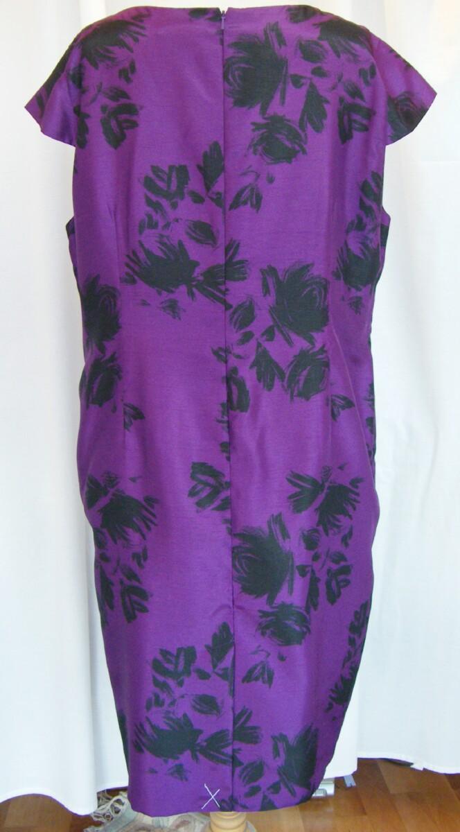 Jacques Vert BYZANTIUM RANGE PURPLE SHANTUNG SHIFT DRESS BLACK SHADOW PRINT MATCHING PURPLE JACKET BLACK PIPING