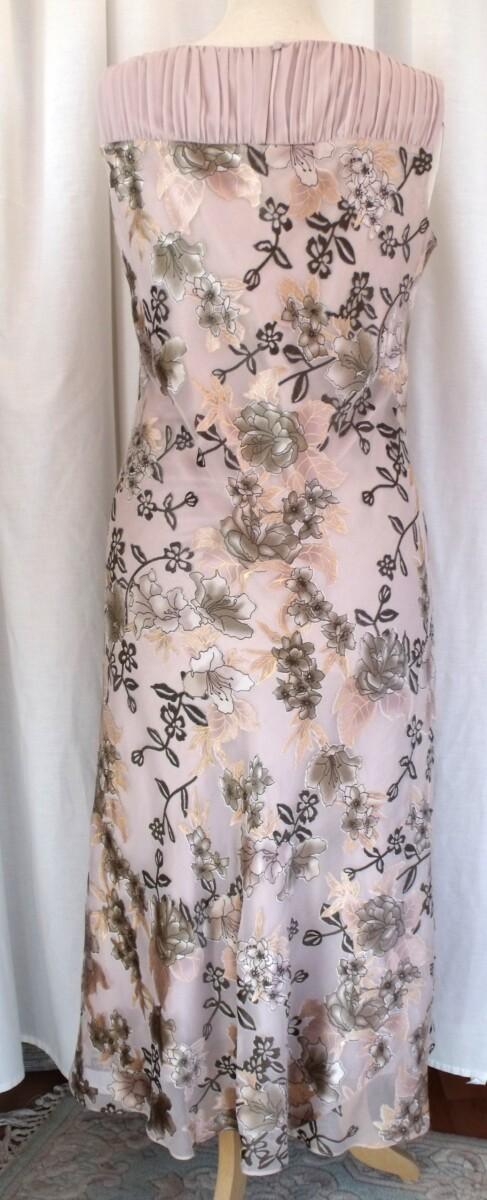 Jacques Vert CAFE SOCIETY RANGE 16% SILK DEVORE MAXI DRESS ESPRESSO COFFEE & GOLD PRINT & ICED PINK BOLERO