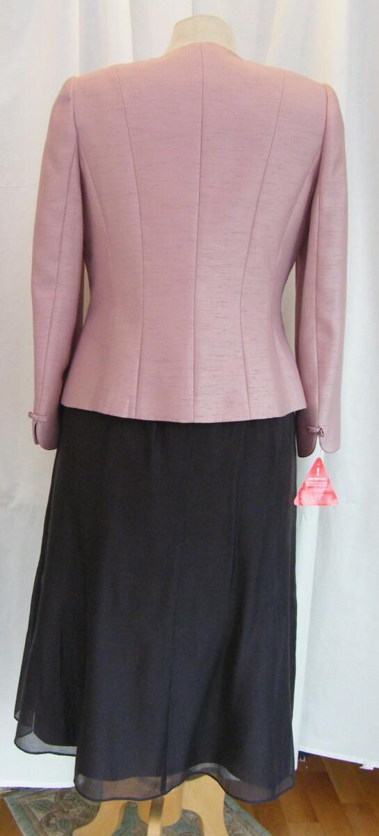 Jacques Vert CAFE SOCIETY RANGE DARK COFFEE MUSLIN SKIRT & TOP ICE PINK EMBROIDERY & ICED PINK JACKET