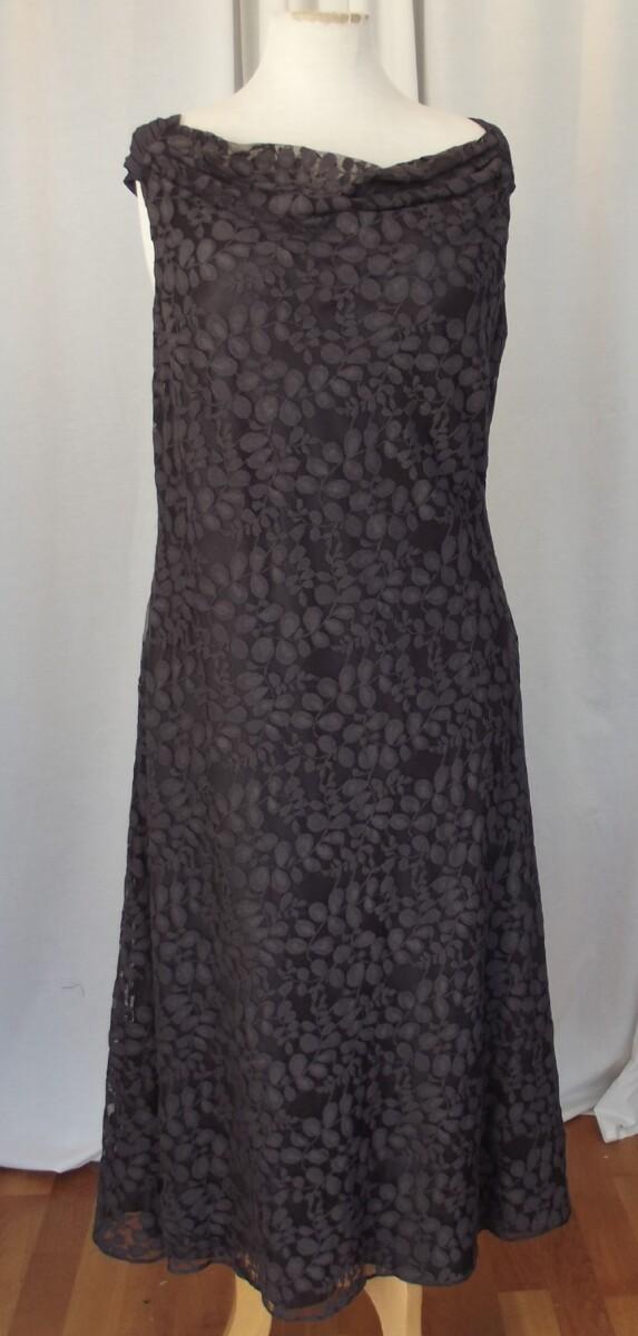 Jacques Vert CAFE SOCIETY RANGE ESPRESSO COFFEE HONESTY LEAF LACE DRESS MATCHING HONESTY LEAF LACE SHRUG