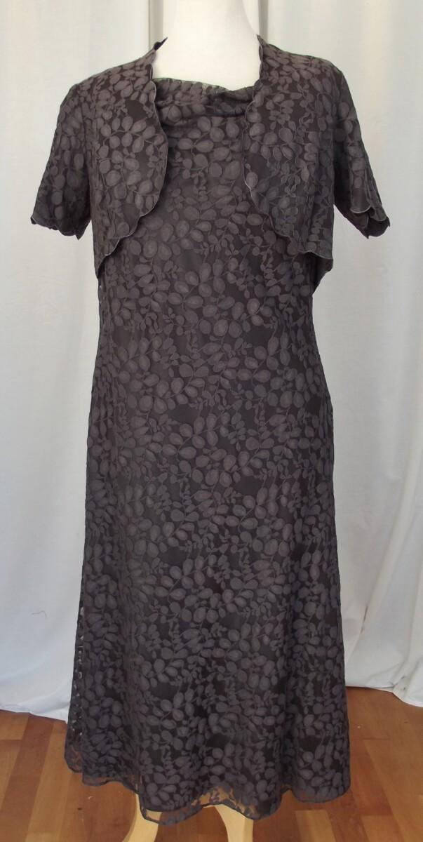 jacques vert CAFE SOCIETY RANGE ESPRESSO COFFEE HONESTY LEAF LACE DRESS MATCHING HONESTY LEAF LACE SHRUG