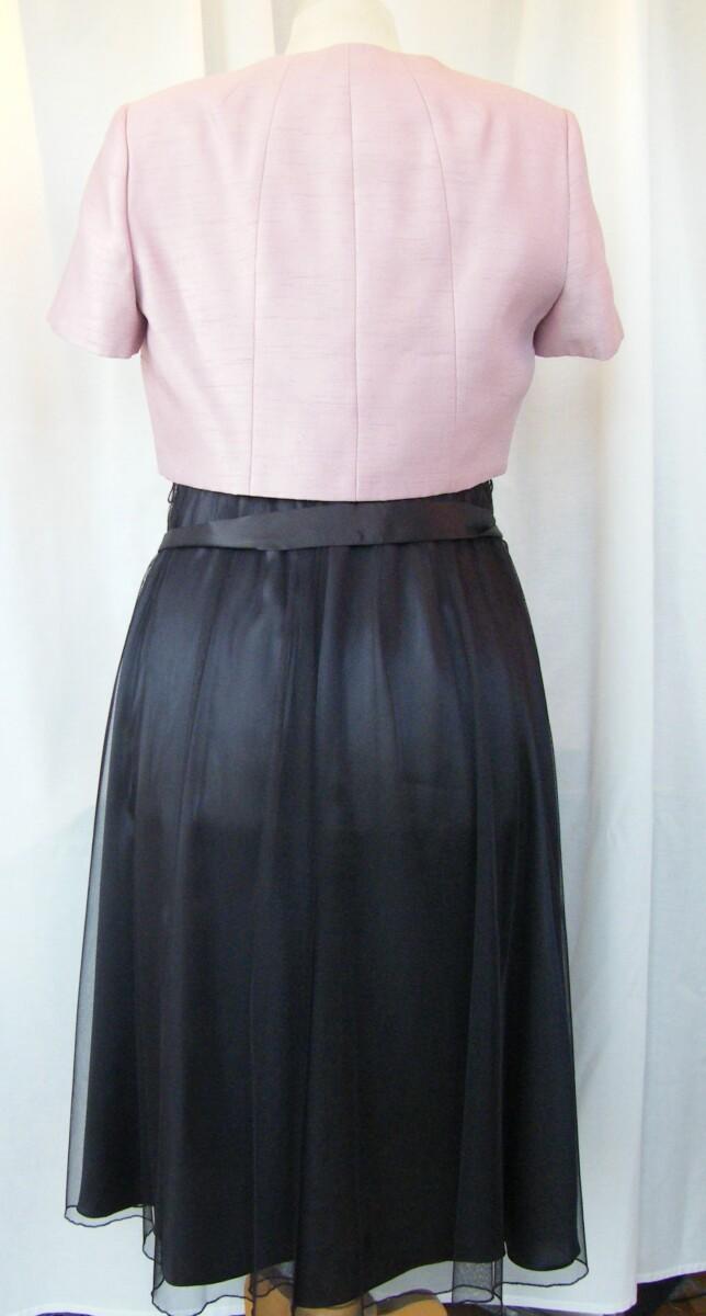 Jacques Vert CAFE SOCIETY RANGE ESPRESSO COFFEE NET & SATIN PROM DRESS & ICED PINK SHORT JACKET