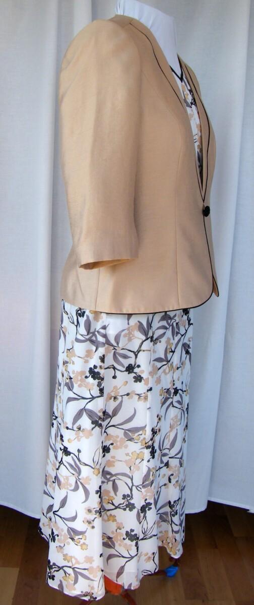 Jacques Vert CARAMEL & BLACK RANGE SUMMER FLORAL PRINT CHIFFON SKIRT & TOP CARAMEL JACKET