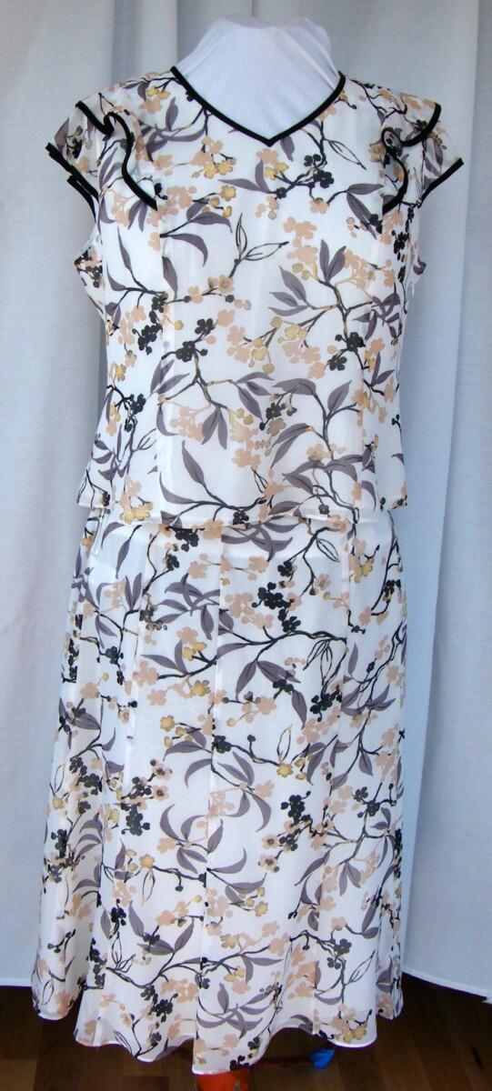 Jacques Vert CARAMEL & BLACK RANGE SUMMER FLORAL PRINT CHIFFON SKIRT & TOP CARAMEL JACKET