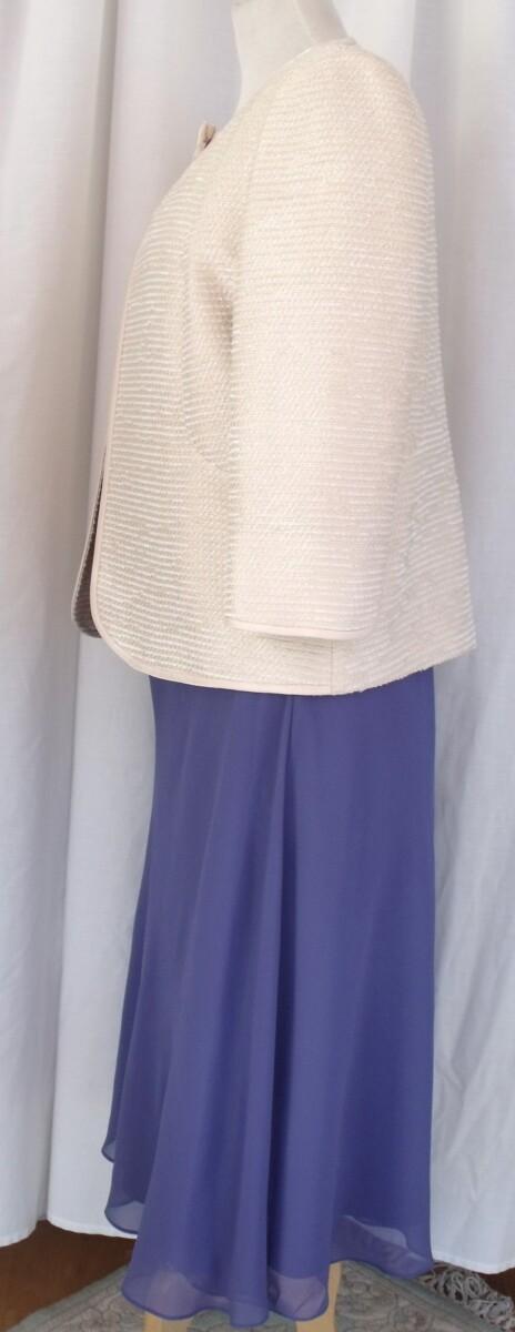 Jacques Vert CORNFLOWER & MAIZE RANGE VIOLET BLUE CHIFFON DRESS MAIZE WATERFALL FRILL TOP & MAIZE BOUCLE JACKET