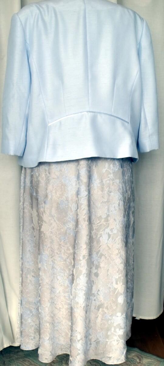 Jacques Vert CRYSTAL DEVORE DRESS POWDER BLUE PRINT & POWDER BLUE SHANTUNG JACKET