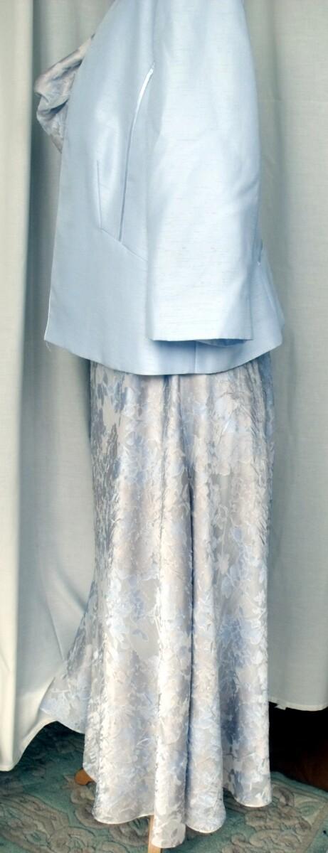 Jacques Vert CRYSTAL DEVORE DRESS POWDER BLUE PRINT & POWDER BLUE SHANTUNG JACKET