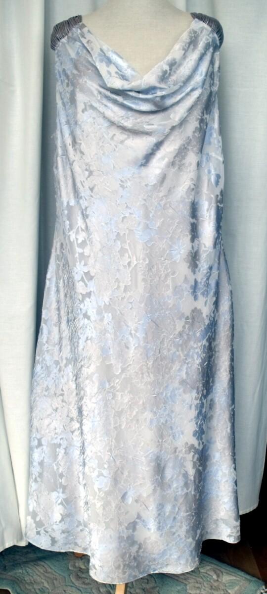 Jacques Vert CRYSTAL DEVORE DRESS POWDER BLUE PRINT & POWDER BLUE SHANTUNG JACKET