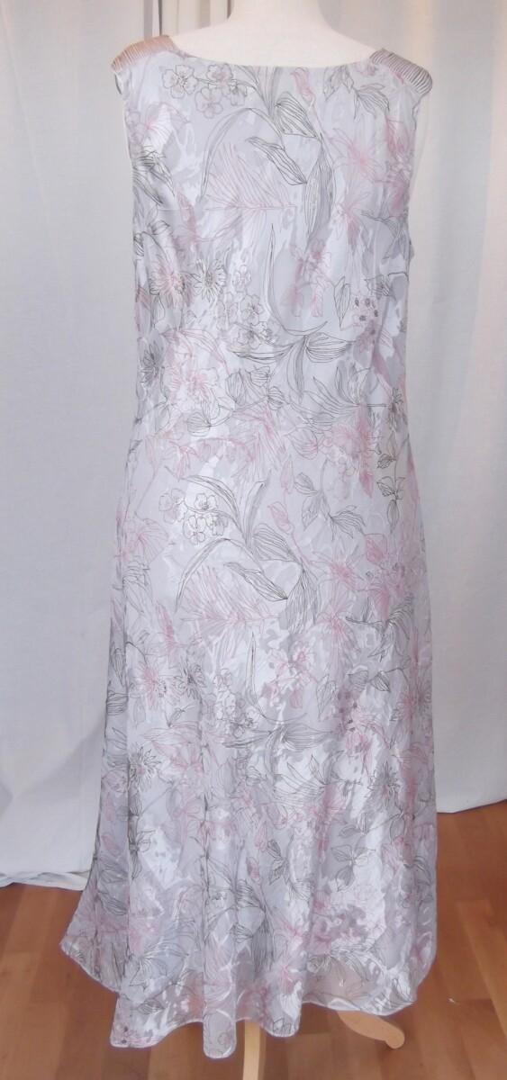 Jacques Vert CRYSTAL DEVORE FIT & FLARE DRESS GREY & CLOVER PINK PRINT MATCHING CLOVER PINK SHANTUNG JACKET