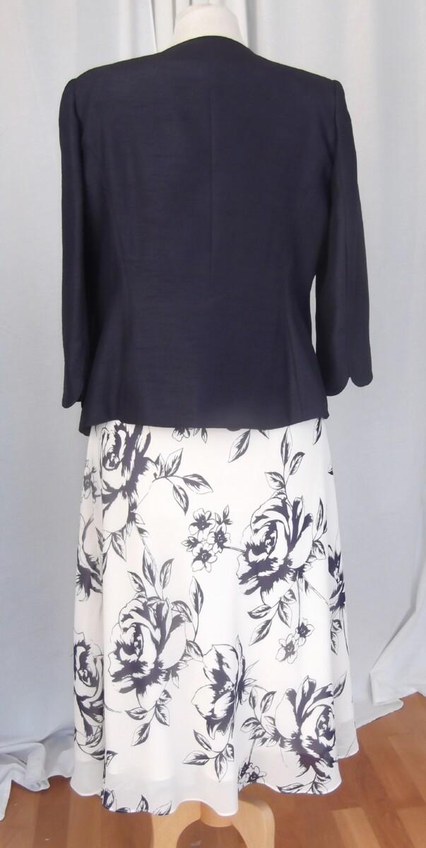 Jacques Vert DAMSON RANGE IVORY CHIFFON DRESS IN PURPLE SHADOW FLORAL PRINT & DAMSON PURPLE SHANTUNG JACKET