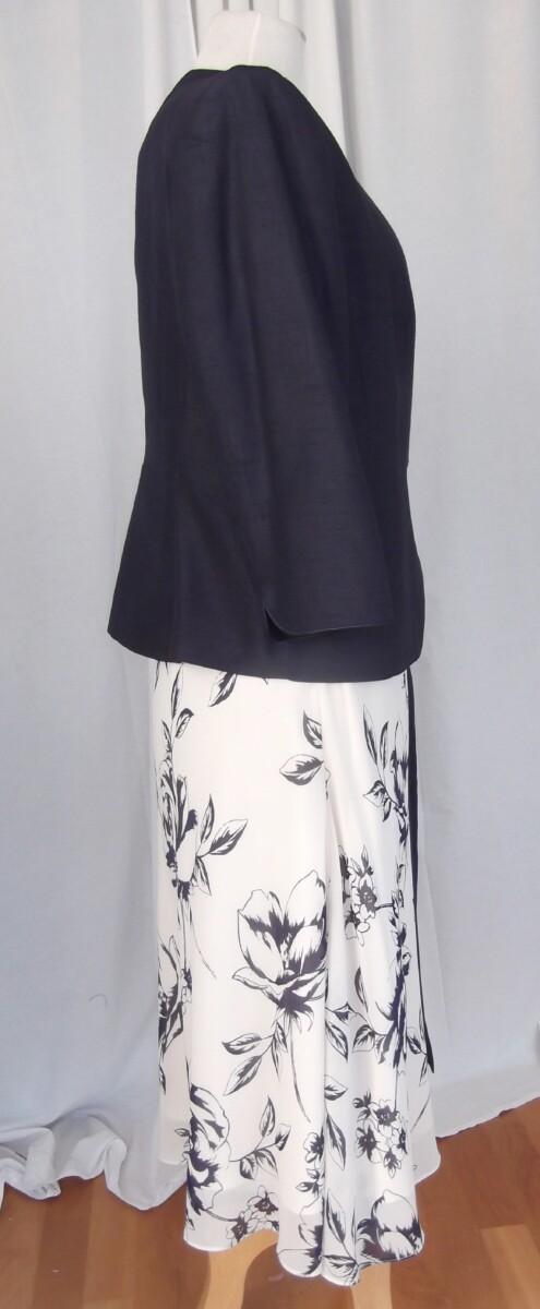 Jacques Vert DAMSON RANGE IVORY CHIFFON DRESS IN PURPLE SHADOW FLORAL PRINT & DAMSON PURPLE SHANTUNG JACKET