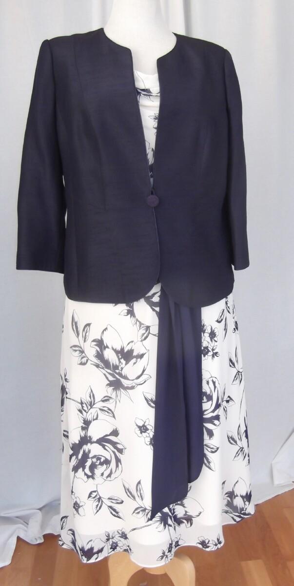 jacques vert DAMSON RANGE IVORY CHIFFON DRESS IN PURPLE SHADOW FLORAL PRINT & DAMSON PURPLE SHANTUNG JACKET