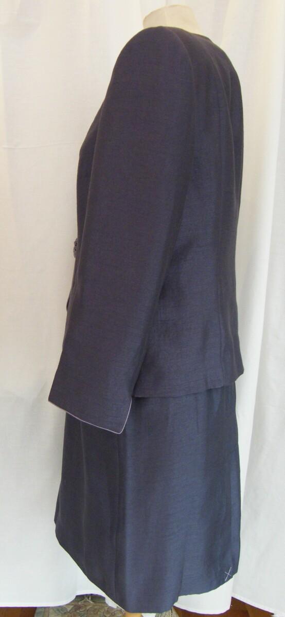 Jacques Vert DEEPLY DEVINE RANGE GRAPHITE GREY SHANTUNG SHIFT DRESS EMBROIDERED IN LIGHT GREY & GRAPHITE GREY JACKET