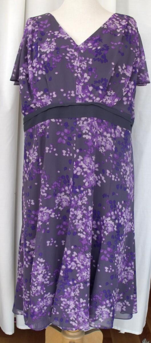 Jacques Vert DEEPLY DEVINE RANGE PURPLE SHANTUNG JACKET MATCHING GRAPHITE GREY CREPE DRESS VIOLA & PURPLE PRINT