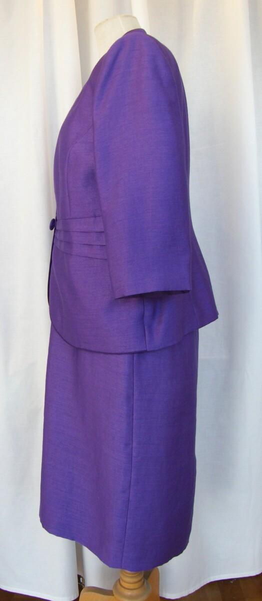 Jacques Vert DEEPLY DEVINE RANGE PURPLE SHANTUNG SHIFT DRESS MATCHING PURPLE SHANTUNG JACKET