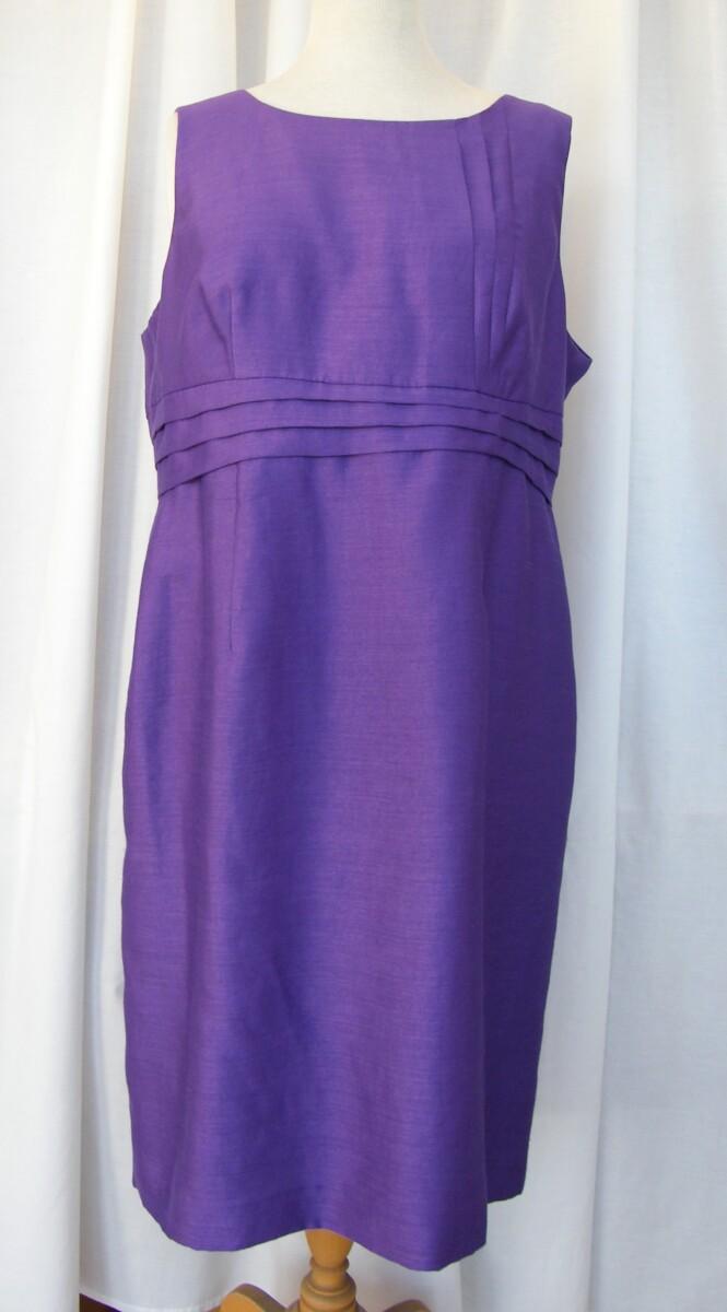 Jacques Vert DEEPLY DEVINE RANGE PURPLE SHANTUNG SHIFT DRESS MATCHING PURPLE SHANTUNG JACKET