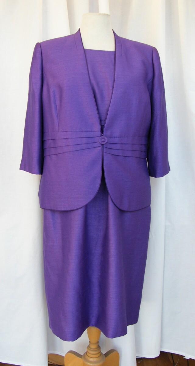 jacques vert DEEPLY DEVINE RANGE PURPLE SHANTUNG SHIFT DRESS MATCHING PURPLE SHANTUNG JACKET