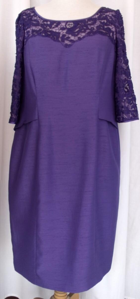 Jacques Vert DEEPLY DEVINE RANGE “VIOLA” SHANTUNG DRESS LACE TOP & LONG SLEEVES VIOLA SHANTUNG JACKET