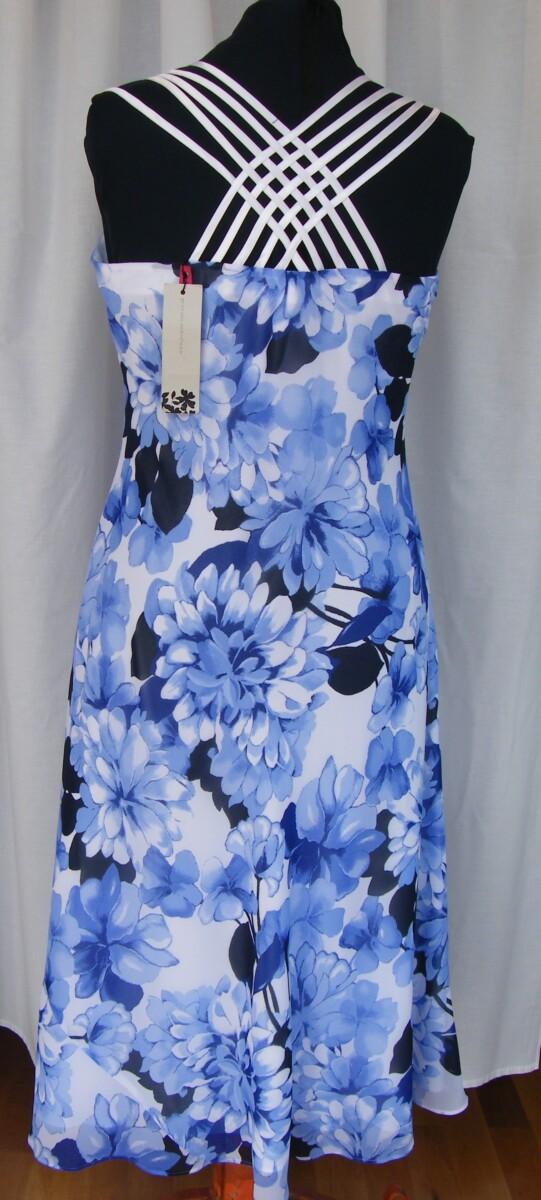 Jacques Vert DELPHINIUM RANGE IVORY CREPE CHIFFON BLUE FLOWERHEAD PRINT DRESS ROYAL BLUE PEPLUM JACKET SHORT SLEEVES