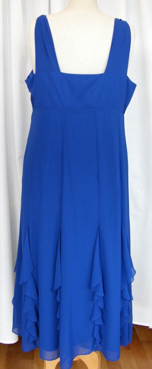 Jacques Vert DELPHINIUM RANGE ROYAL BLUE CREPE CHIFFON EMPIRE LINE DRESS ROYAL BLUE PEPLUM JACKET SHORT SLEEVES