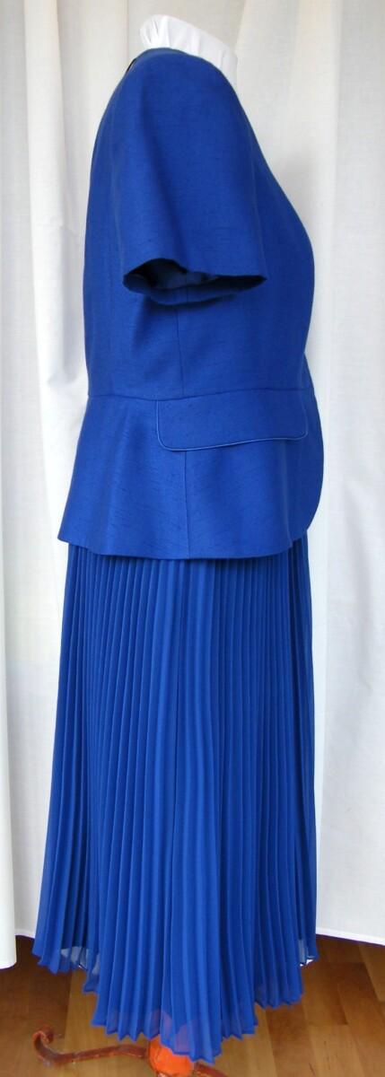 Jacques Vert DELPHINIUM RANGE ROYAL BLUE CREPE CHIFFON SUNRAY PLEAT DRESS ROYAL BLUE PEPLUM JACKET SHORT SLEEVES