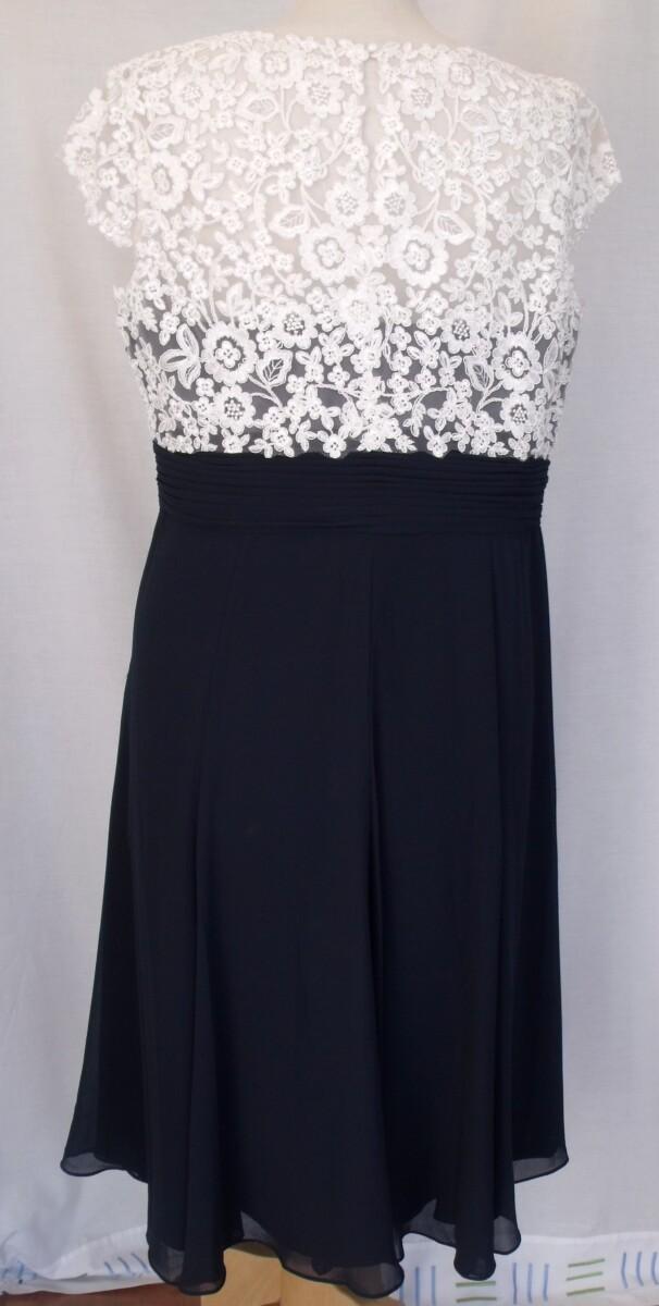 Jacques Vert DRESS OF IVORY LACE BODICE WITH BLACK CHIFFON SKIRT