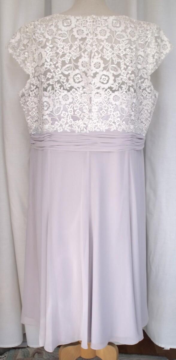 Jacques Vert DRESS OF IVORY LACE BODICE WITH DOVE GREY CHIFFON SKIRT