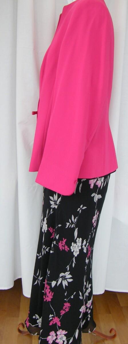 Jacques Vert DRESS TO IMPRESS RANGE ORIENTAL PRINT CHIFFON SKIRT & TOP & LIPSTICK PINK WOVEN JACKET