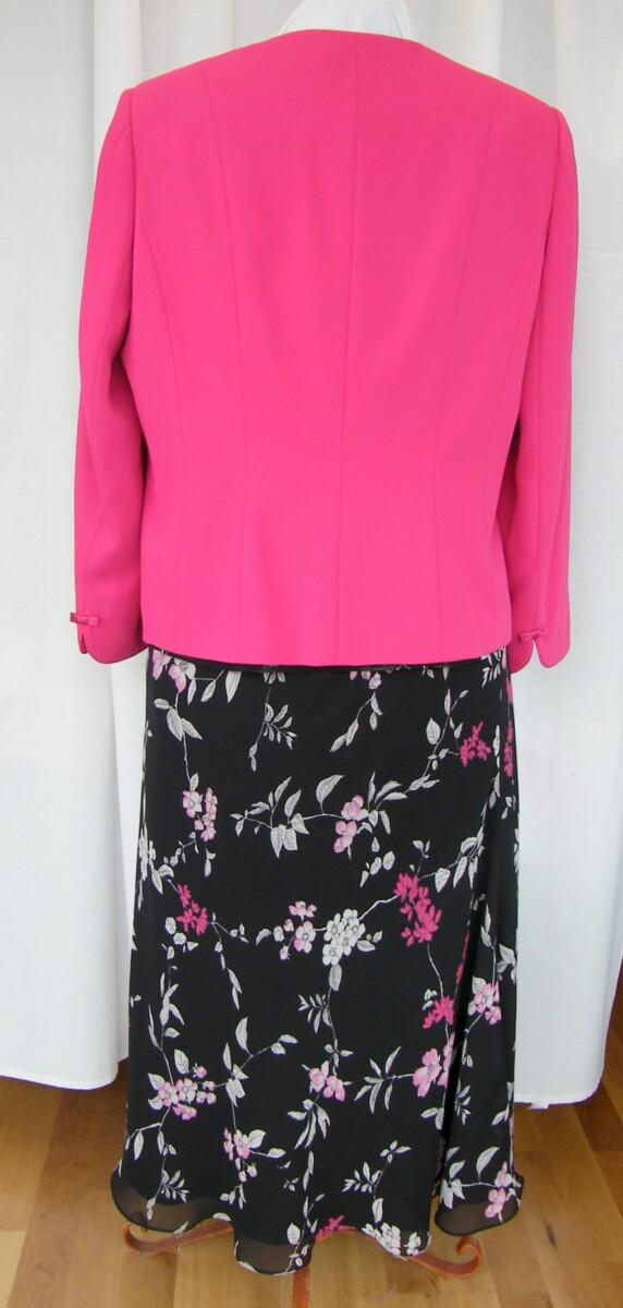 Jacques Vert DRESS TO IMPRESS RANGE ORIENTAL PRINT CHIFFON SKIRT & TOP & LIPSTICK PINK WOVEN JACKET