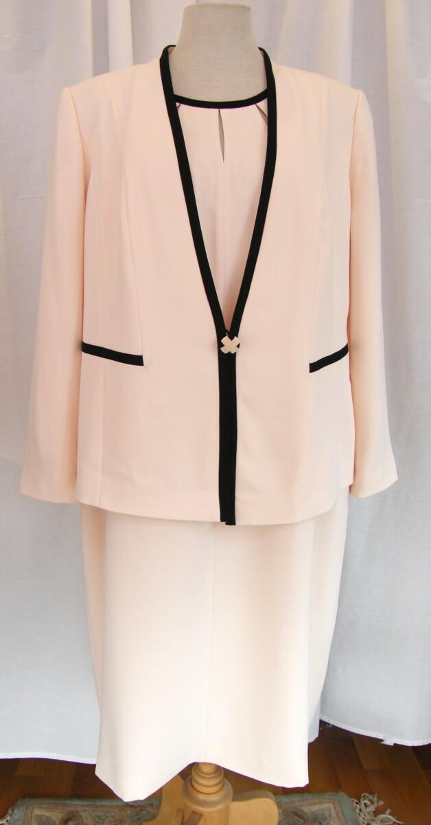 jacques vert DRESS TO IMPRESS RANGE POWDER PUFF TAILORED IVORY SHIFT DRESS BLACK DETAIL POWDER PUFF IVORY JACKET