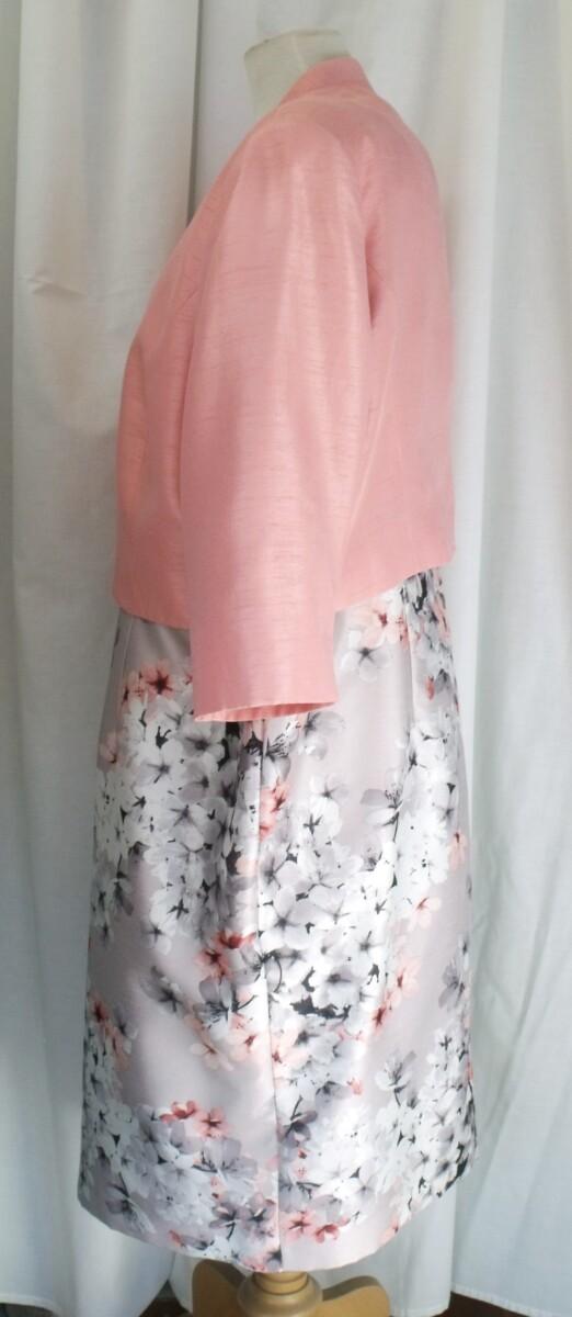 Jacques Vert ENCHANTED BLOSSOM PRINT SHANTUNG SHIFT DRESS & PEACH SHORT JACKET