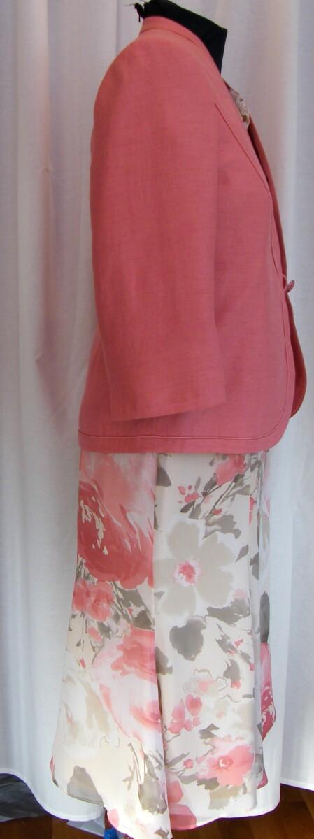 Jacques Vert EUCALYPTUS & CAMELIA RANGE IVORY CHIFFON DRESS LARGE PINK ROSE PRINT CAMELIA ROSE PINK JACKET