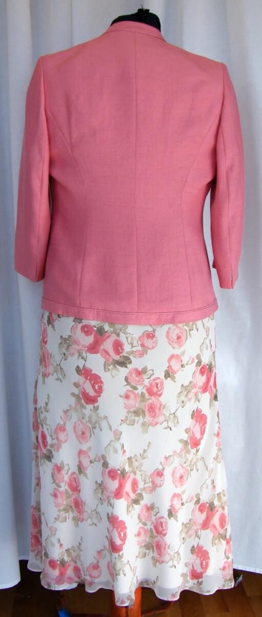 Jacques Vert EUCALYPTUS & CAMELIA RANGE IVORY CHIFFON PINK ROSE PRINT SKIRT & TOP CAMELIA ROSE PINK JACKET