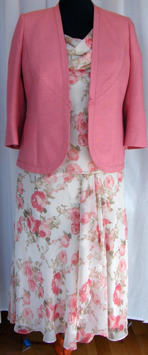 jacques vert EUCALYPTUS & CAMELIA RANGE IVORY CHIFFON PINK ROSE PRINT SKIRT & TOP CAMELIA ROSE PINK JACKET