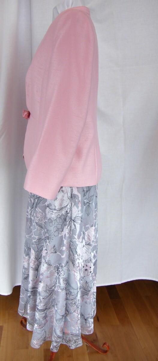Jacques Vert FONDANT PINK RANGE PINK & GREY CRYSTAL DEVORE DRESS & MATCHING BROACH JACKET IN FONDANT PINK SHANTUNG