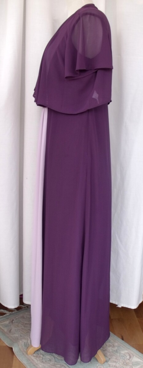 Jacques Vert HARMONY GRAPE RANGE CHIFFON MAXI DRESS PURPLE & PINK & SHEER CHIFFON SHRUG
