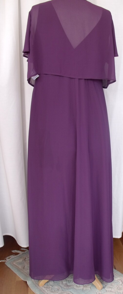 Jacques Vert HARMONY GRAPE RANGE CHIFFON MAXI DRESS PURPLE & PINK & SHEER CHIFFON SHRUG