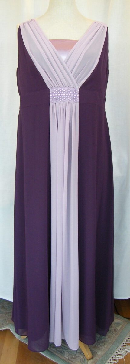 Jacques Vert HARMONY GRAPE RANGE CHIFFON MAXI DRESS PURPLE & PINK & SHEER CHIFFON SHRUG