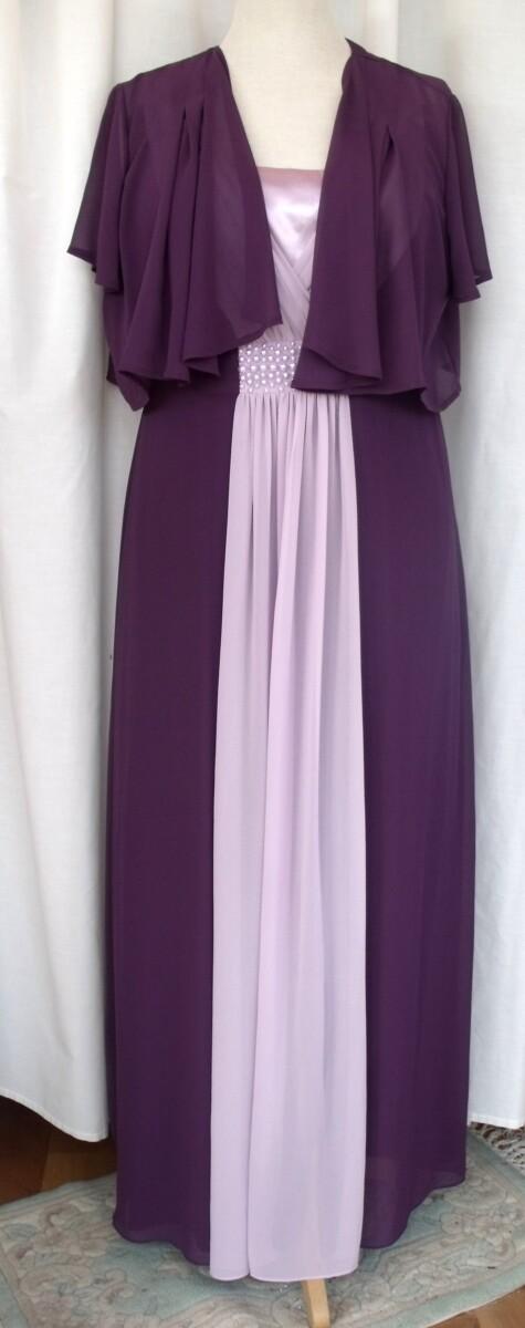 jacques vert HARMONY GRAPE RANGE CHIFFON MAXI DRESS PURPLE & PINK & SHEER CHIFFON SHRUG